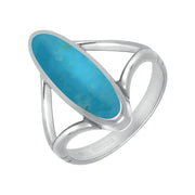 Sterling Silver Turquoise Oval Split Shank Ring, R004