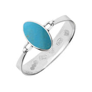 Sterling Silver Turquoise Oval Stone Heavy Bangle, B021