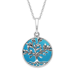 Sterling Silver Turquoise Round Large Leaves Tree of Life Two Piece Set S062Sterling Silver Turquoise Round Large Leaves Tree of Life Two Piece Set, S062.
