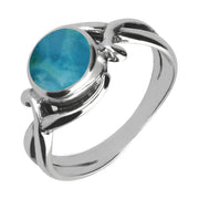 Sterling Silver Turquoise Round Scroll Ring. R067