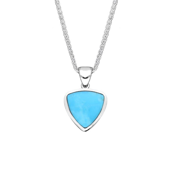 Sterling Silver Turquoise Small Curved Triangle Necklace. P323.