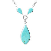 Sterling Silver Turquoise Three Stone Pear Necklace. N240.