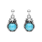 Sterling Silver Turquoise Tiny Hedgehog Drop Earrings, E2428