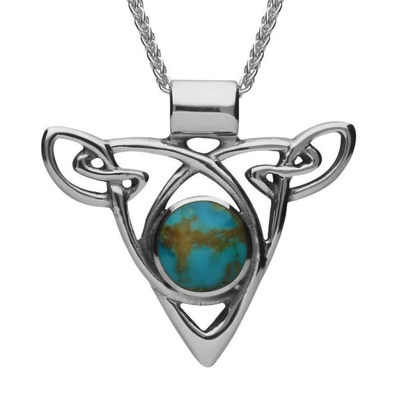 Sterling Silver Turquoise Triangle Knot Celtic Necklace P261