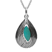 Sterling Silver Turquoise Wave Patterned Necklace, P2099.