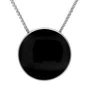Sterling Silver Whitby Jet 25mm Round Necklace P1895