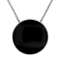 Sterling Silver Whitby Jet 25mm Round Necklace P1895