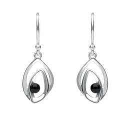 Sterling Silver Whitby Jet Abstract Flame Two Piece Set