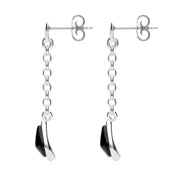 Sterling Silver Whitby Jet Abstract Peardrop Earrings E1800