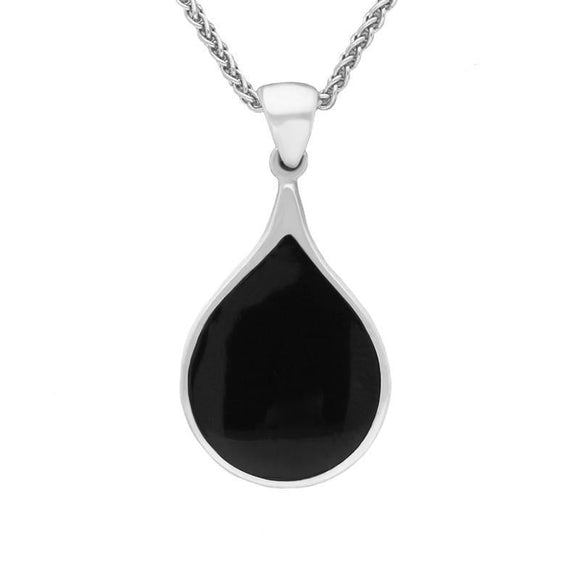 Sterling Silver Whitby Jet Balloon Shaped Necklace P223