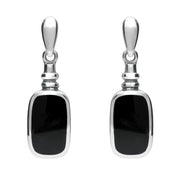 Sterling Silver Whitby Jet Bottle Top Drop Earrings. E055. 
