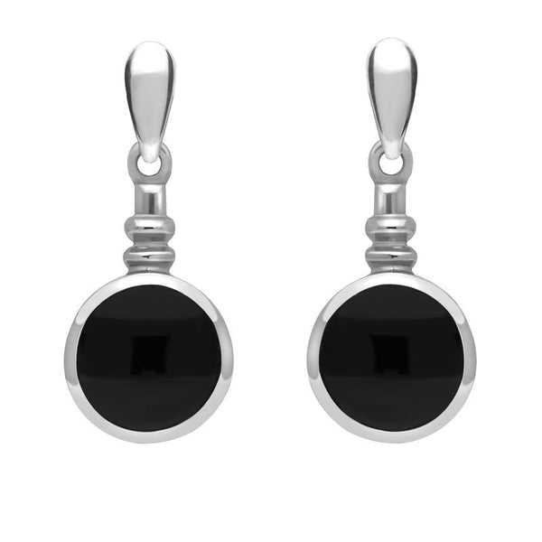 Sterling Silver Whitby Jet Bottle Top Drop Earrings E054