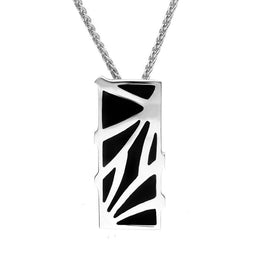 Sterling Silver Whitby Jet Branch Style Oblong Necklace. P1285