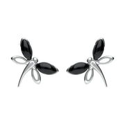 Sterling Silver Whitby Jet Butterfly Stud Earrings E1898.