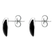 Sterling Silver Whitby Jet Button Cap Stud Earrings