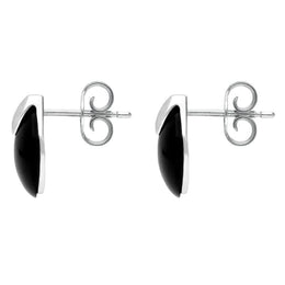 Sterling Silver Whitby Jet Button Cap Stud Earrings