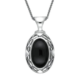 Sterling Silver Whitby Jet Celtic Oval Four Piece Set. S013 