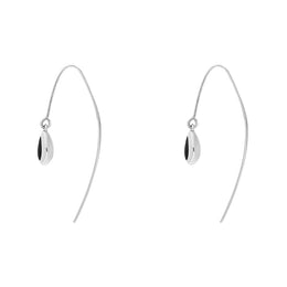 Sterling Silver Whitby Jet Cross Disc Drop Earrings