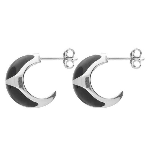 Sterling Silver Whitby Jet Cross Dome Stud Earrings E2021