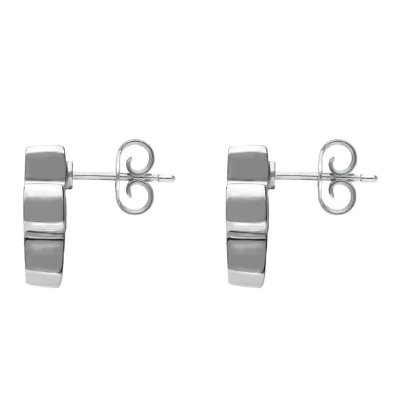 Sterling Silver Whitby Jet Cross Shaped Stud Earrings. E1947. 