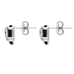 Sterling Silver Whitby Jet Cushion Pattern Stud Earrings. E1961.
