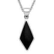 Sterling Silver Whitby Jet Diamond Shaped Pendant Necklace. P390.