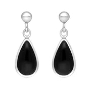 Sterling Silver Whitby Jet Dinky Pear Drop Earrings E283