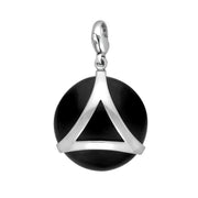 Sterling Silver Whitby Jet Disc Open Triangle Large Charm G586