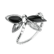 Sterling Silver Whitby Jet Dragonfly Ring R1170