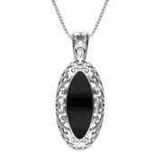 Sterling Silver Whitby Jet Fancy Marquise Necklace, P2761