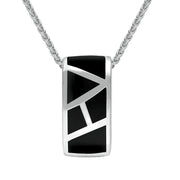 Sterling Silver Whitby Jet Five Stone Whistle Shaped Necklace. P664
