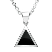 Sterling Silver Whitby Jet Flat Triangle Necklace P085