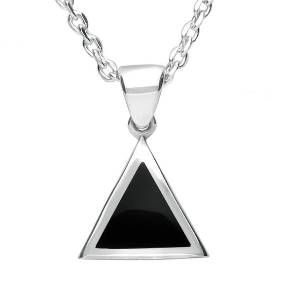 Sterling Silver Whitby Jet Flat Triangle Necklace P085