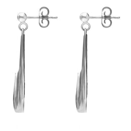 Sterling Silver Whitby Jet Fleur Triangle Drop Earrings E064