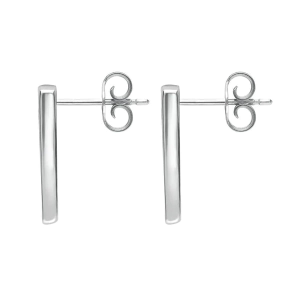 Sterling Silver Whitby Jet Four Stone Zigzag Oblong Stud Earrings E442 side