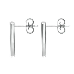 Sterling Silver Whitby Jet Four Stone Zigzag Oblong Stud Earrings E442 side