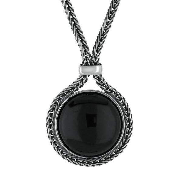 Sterling Silver Whitby Jet Foxtail Round Necklace, N970.