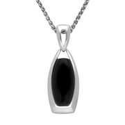 Sterling Silver Whitby Jet Barrel Frame Necklace P1396