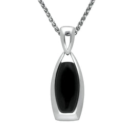 Sterling Silver Whitby Jet Barrel Frame Necklace P1396
