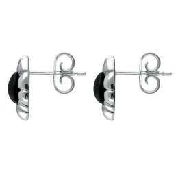 Sterling Silver Whitby Jet Framed Pear Stud Earrings