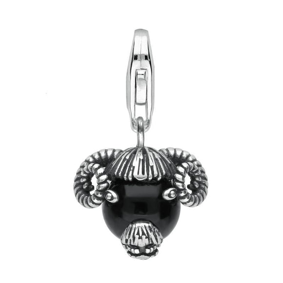 Sterling Silver Whitby Jet Great Yorkshire Show Rams Head Charm G696