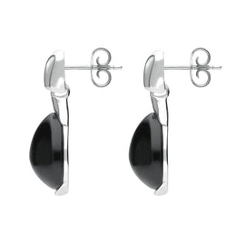 Sterling Silver Whitby Jet Hinge Top Pear Drop Earrings E2431