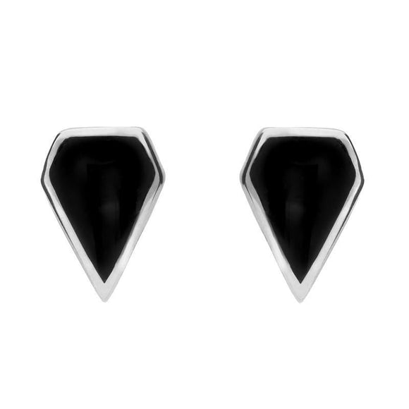 Sterling Silver Whitby Jet Kite Stud Earrings E281