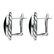 Sterling Silver Whitby Jet Large Rope Edge Round Stud Earrings E115