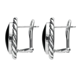 Sterling Silver Whitby Jet Large Rope Edge Round Stud Earrings E115