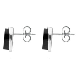 Sterling Silver Whitby Jet Long Oval Stud Earrings E1797