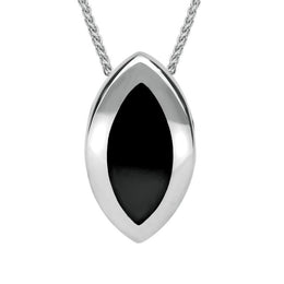 Sterling Silver Whitby Jet Marquise Four Piece Set. S007 