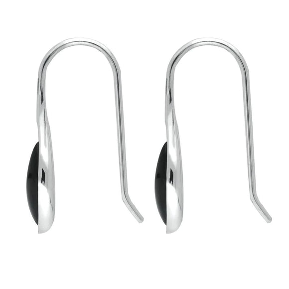 Sterling Silver Whitby Jet Marquise Overlap Hook Earrings E2313