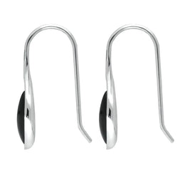 Sterling Silver Whitby Jet Marquise Overlap Hook Earrings E2313