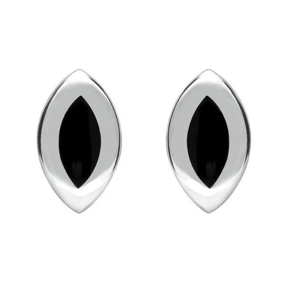 Sterling Silver Whitby Jet Marquise Two Piece Set S045 earrings